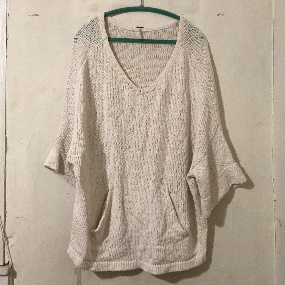 Free people white v neck sweater